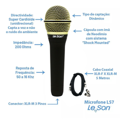 Microfone Profissional Dinâmico Leson Ls7 com Cabo Xlr/Xlr 5 Metros na internet