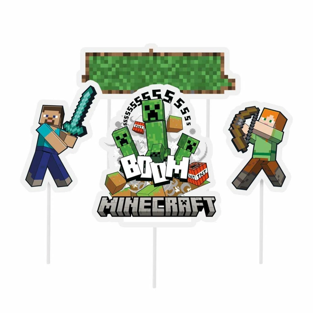 BOLO MINECRAFT + PRIMEIRO TOPPER DA NOSSA LOJA DE PERSONALIZADOS