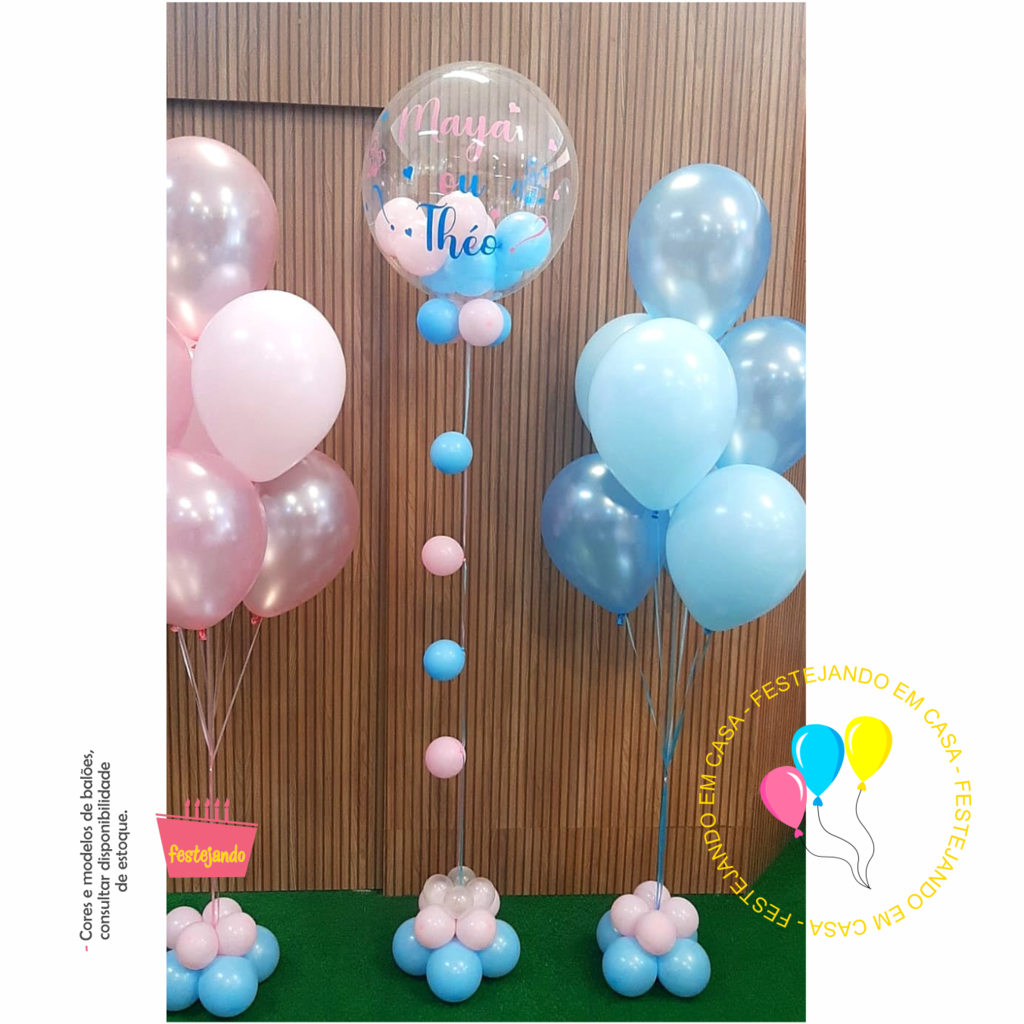 Arranjo chá revelação 100 cm - Loja de Balões, Artigos para Festas e  Fantasias