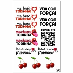 TATUAGEM TEMPORARIA CARTELA ADESIVA FRASES ERÓTICAS 15X10CM LOVERE