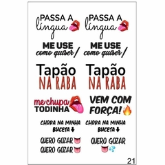 TATUAGEM TEMPORARIA CARTELA ADESIVA FRASES ERÓTICAS 15X10CM LOVERE - loja online