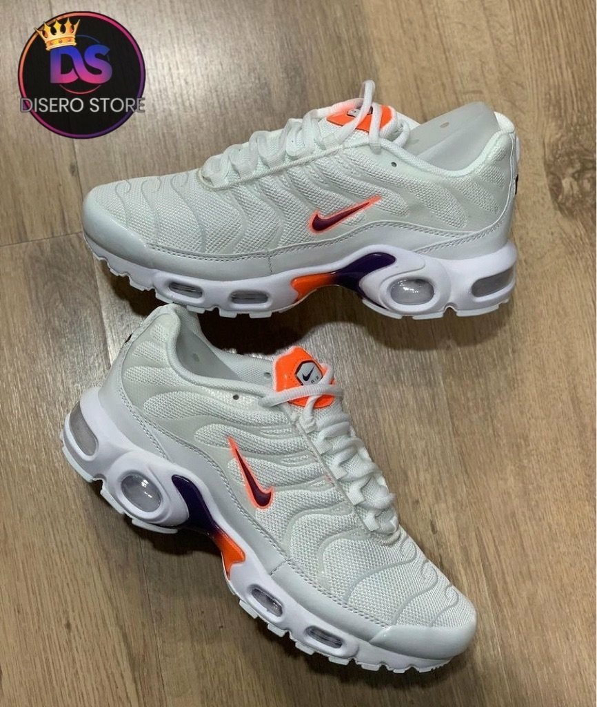 Vapormax plus branco 2025 com laranja