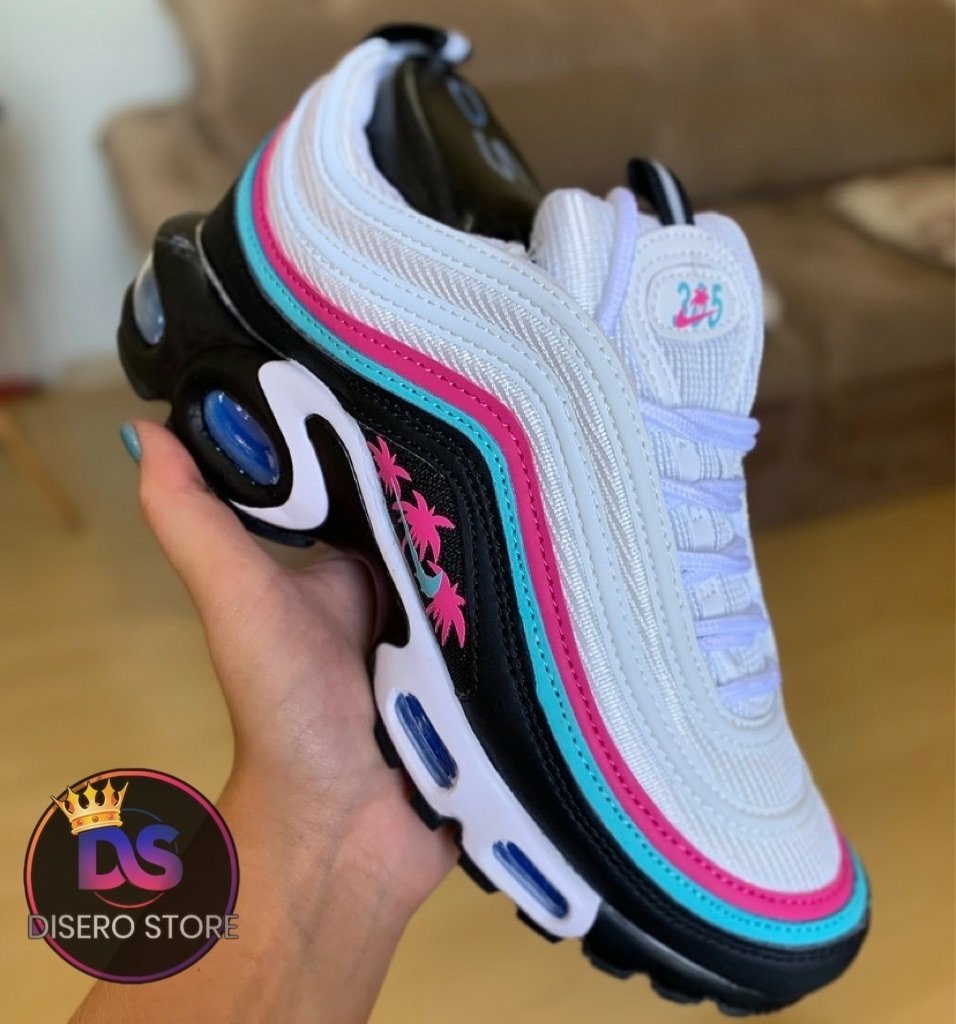 Nike Air Max 97 Plus TN Branco/Rosa/Azul/Preto