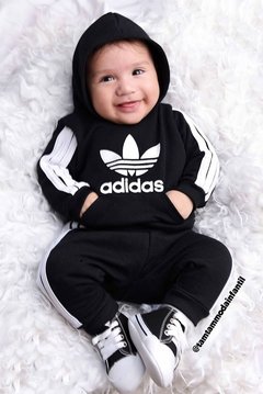 CONJUNTO MOLETOM ADIDAS PRETO Tam Tam Moda Infantil