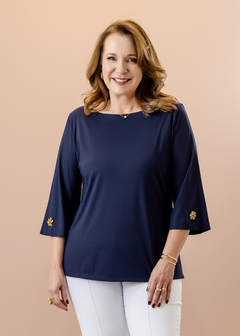 Blusa Begônia azul marinho