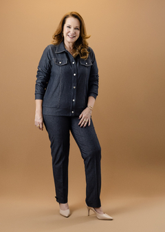 Calça Cleusa malha jeans preta - comprar online