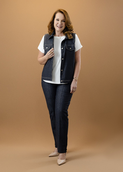Colete Assis malha jeans preto - loja online