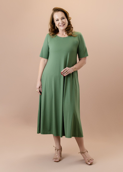 Vestido Água verde oliva - Cleusa Boutique