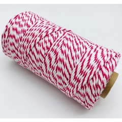 Barbante Twine Bicolor Pink Branco Decoração Artesanato 100m