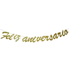 Faixa Feliz Aniversario Rose Gold Ouro Prata Decoração de Festas Escrita Feliz aniversario Bandeirinha de Aniversario co - loja online