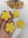 Flor glitter amarela 02 unidades