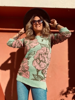 Sweater Peonia Verde y Rosa en internet
