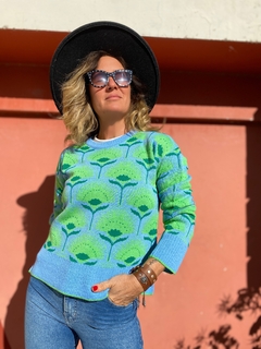 Sweater Capadocia Celeste y Verde