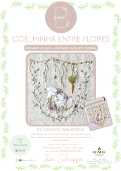 KIT DE BORDADO COELHINHA ENTRE FLORES