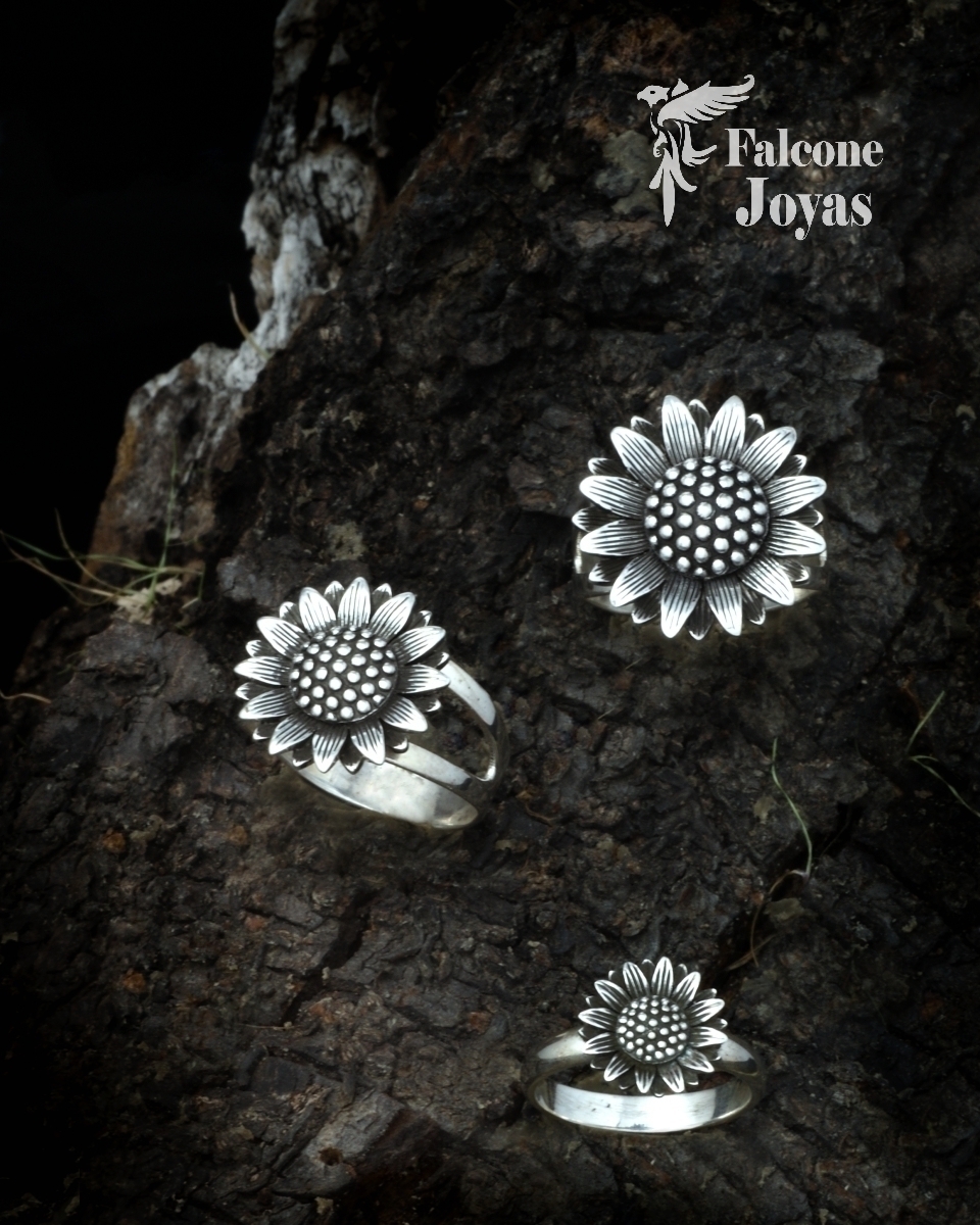 Anillos Diseno de Girasoles en Plata Handmade