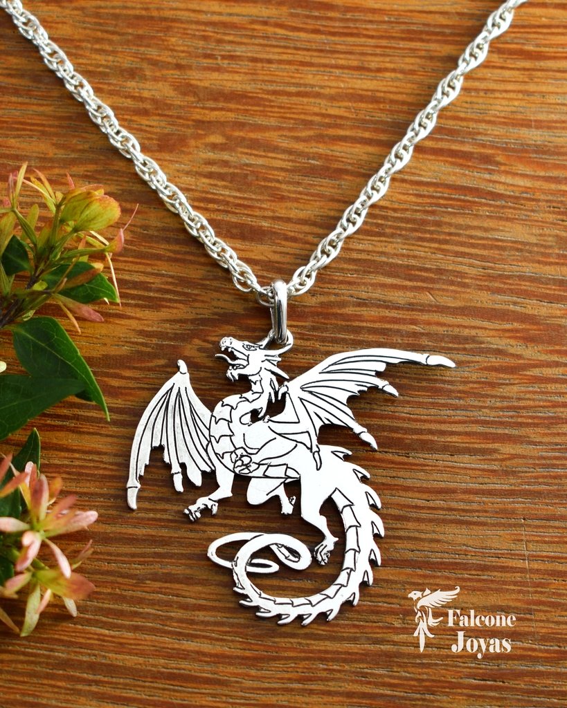 Colgante dragón en plata