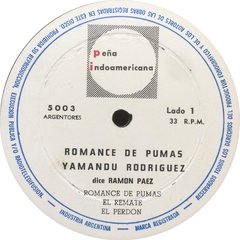 Vinilo Yamandu Rodriguez Romance De Pumas Lp - Recitados