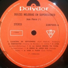 Vinilo Jean Pierre Dulces Melodias En Estereo Lp Argentina - BAYIYO RECORDS