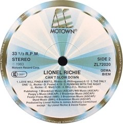 Vinilo Lionel Richie Can't Slow Down Lp 1983 Alemán - comprar online