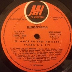 Vinilo Samba 1-2-3 Mi Amor En Tres Notitas Lp Argentina 1977 - BAYIYO RECORDS