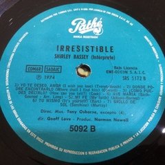 Vinilo Shirley Bassey Irresistible Lp Argentina 1974 - BAYIYO RECORDS