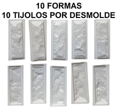 10 Forma 3d Tijolo Rockface Travertino 24x8cm ABS 2mm Molde Para Gesso/Cimento/Concreto IN679-K10 - comprar online