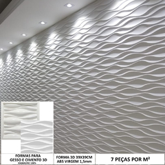 Forma 3d Gesso Ondas Moderna 39X39cm ABS 1,5mm Molde Para Gesso/Cimento 3d IN609