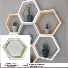 Forma 3d Decoração Parede 40x40cm Hexagonal ABS 2mm Molde para cimento/concreto/gesso IN421-A - comprar online