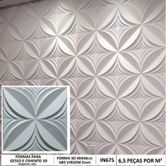 Forma 3d Gesso Floral 4d 40X40cm ABS 2mm Molde Para Gesso/Cimento/Concreto 3d IN675