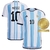 Camisa Argentina I 2022 Jogador (Messi #10) - Branco+Azul