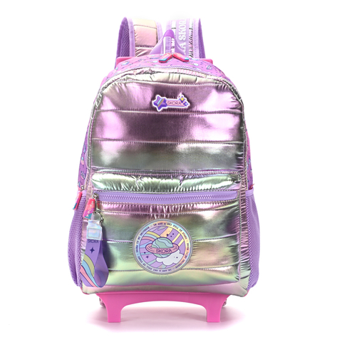 MOCHILA 18 PULGADAS CARRO METALASSE CON LLAVERO SKORA - 35323 LILA