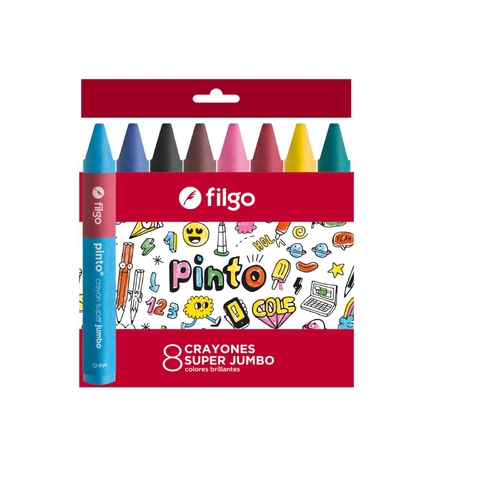 CRAYONES CERA FILGO PINTO SUPER JUMBO CERA - X 8 SURTIDOS CLASICOS