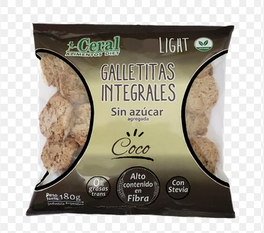 Galletitas Integrales Coco Sin azucar 180g Ceral