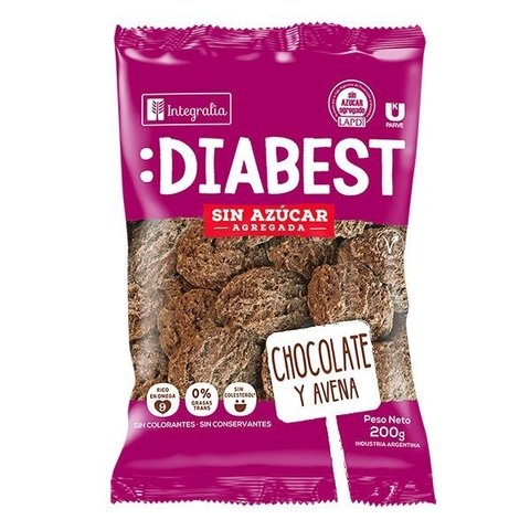 Galletitas Diabest Sin Azúcar Chocolate y Avena