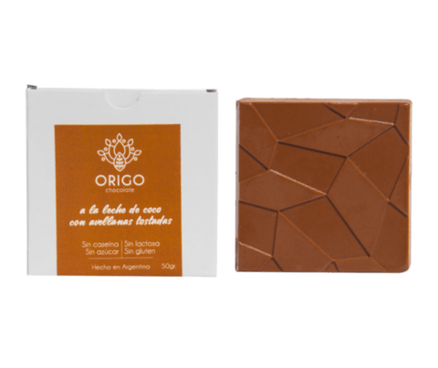 Chocolate a la Leche de Coco con Avellanas Tostadas ORIGO - Apto diabético/Vegano