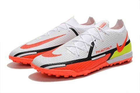 Chuteira Society Nike Phantom GT2 Elite Branco e Laranja