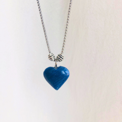 Collar Corazón Mediano de Cuarzo Azul