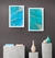 Quadro Decorativo Abstrato Tons Azul Ceramic Kit com 2 Telas