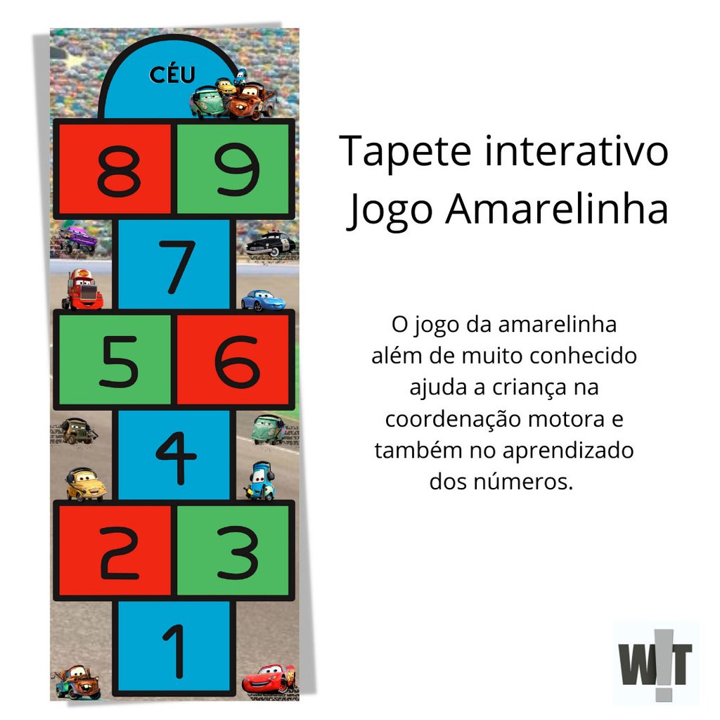 Tapete Infantil Interativo Amarelinha Carros