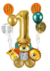 1 Kit Balão Infantil 18 Peças Safari animais de desenho animado 1 aninho / aniversário / 1 ano / 1 mês / bebê e mesversario