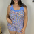 Pijama Short Doll Malha Fria - E105 Azul bebê Estampado - comprar online