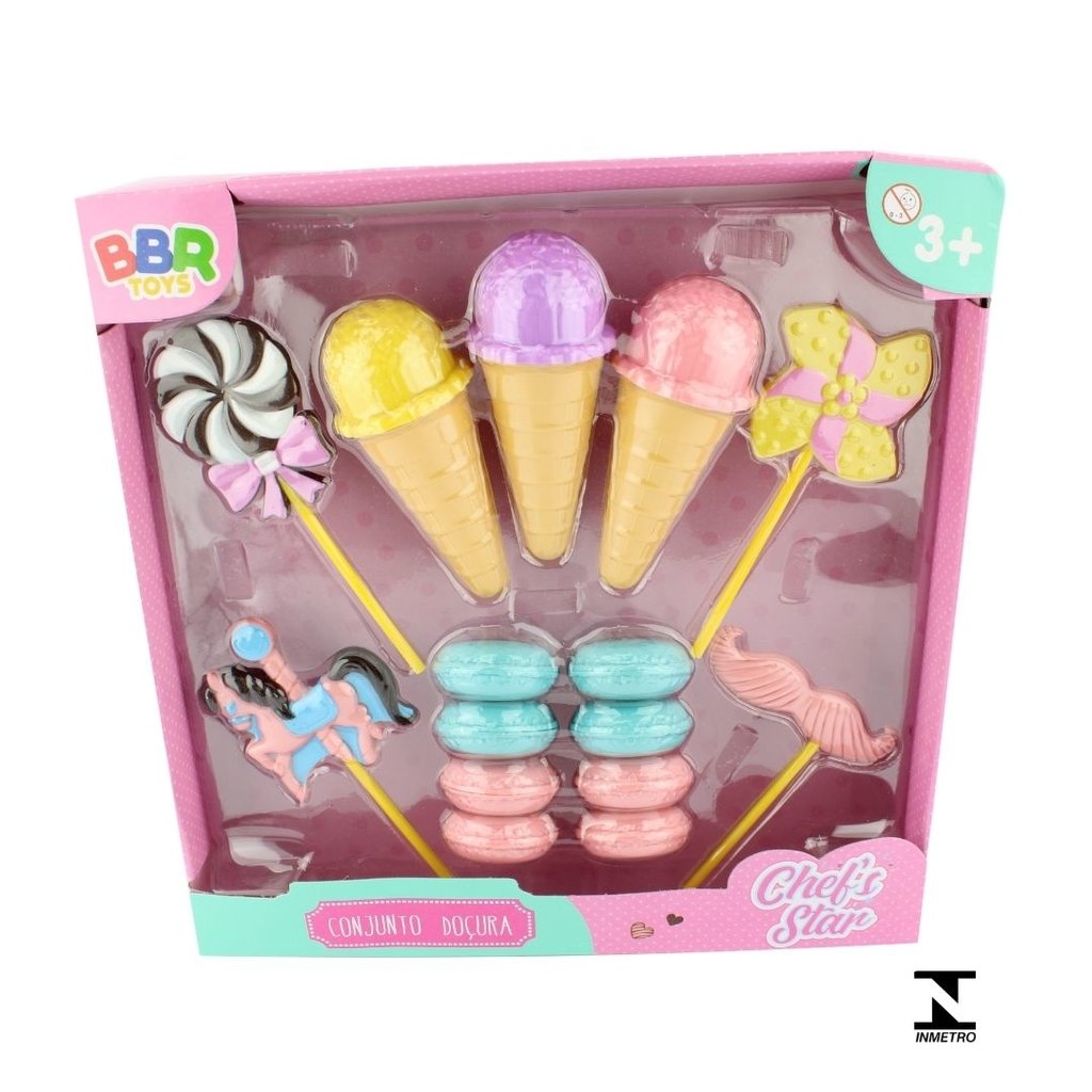 Conjunto Doçura Sorvete E Pirulito Sortido Chefs Star - Bbr Toys