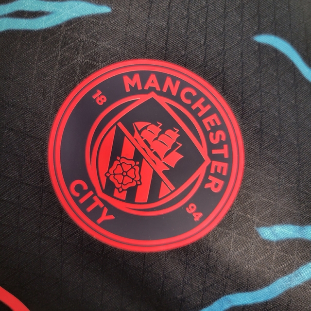 Camisa II Manchester City Preta/Vermelha Away 2022/2023 – Versão