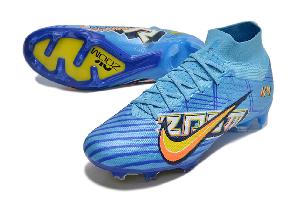 Chuteira de Campo Nike Air Zoom Mercurial Superfly 9 Elite Azul Mbap