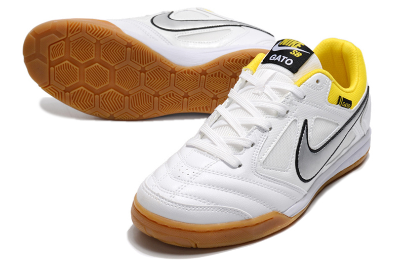 Chuteira Futsal Supreme x Nike SB Gato Branco e Amarelo