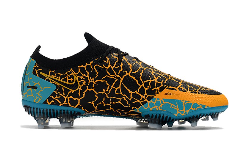 Chuteira Nike Phantom GT Elite Cano Baixo Campo Azul laranja e pr