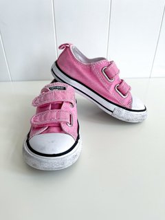 Zapatillas Converse Low Niña Rosa Con Velcro Talle 24/ 7US