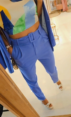 Pantalón Azuly lino con cinturón - comprar online