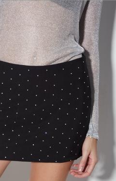 Falda ambar crep con strass tiro bajo - comprar online