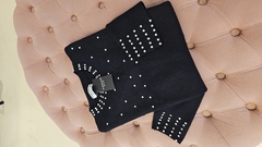 Sweater Star con strass en cuello, percho y mangas importado en internet